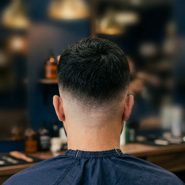 Back of a client's head showing a finished skin fade